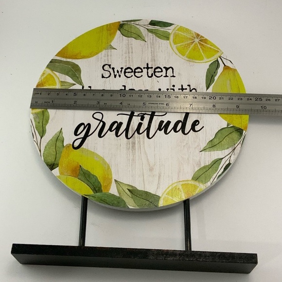 Pedestal Sign Lemon Decor Sweeten the Day With Gratitude Table Countertop Wood - Picture 6 of 11